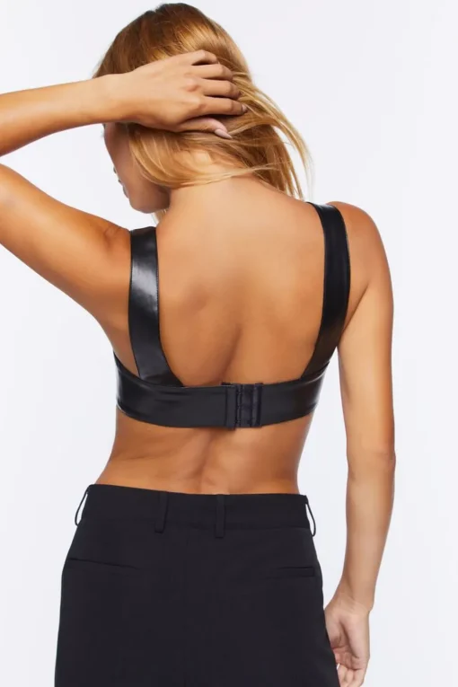 Faux Leather Bustier Bralette