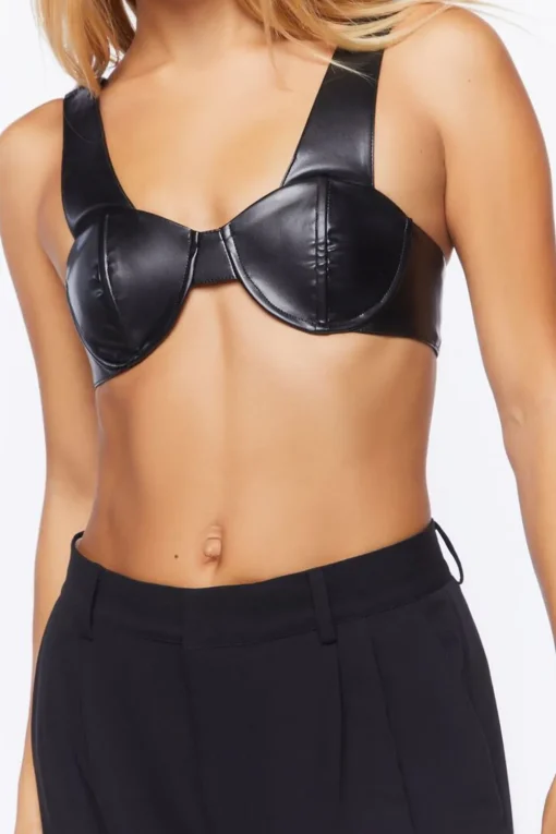 Faux Leather Bustier Bralette