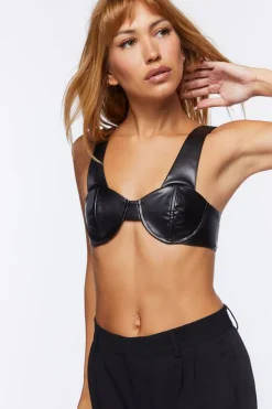 Faux Leather Bustier Bralette