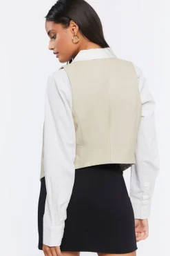 Faux Leather Button-Front Vest