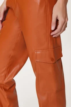 Faux Leather Cargo Ankle Pants