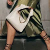 Faux Leather Chain Baguette Bag