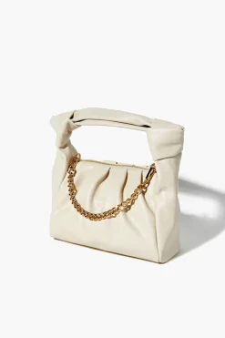 Faux Leather Chain Baguette Bag