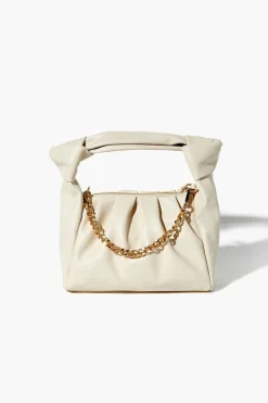 Faux Leather Chain Baguette Bag
