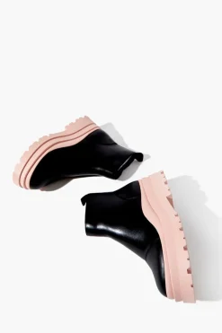 Faux Leather Colorblock Lug Booties