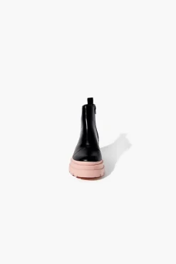 Faux Leather Colorblock Lug Booties