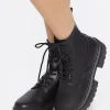 Faux Leather Combat Boots