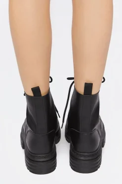 Faux Leather Combat Boots