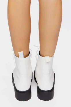 Faux Leather Combat Boots