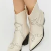 Faux Leather Contrast Cowboy Boots