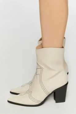Faux Leather Contrast Cowboy Boots