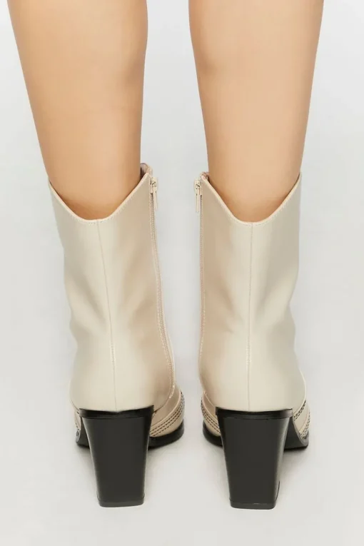 Faux Leather Contrast Cowboy Boots