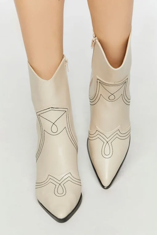 Faux Leather Contrast Cowboy Boots