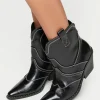 Faux Leather Cowboy Ankle Boots