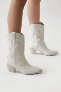 Faux Leather Cowboy Ankle Boots