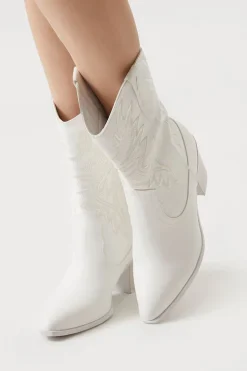 Faux Leather Cowboy Ankle Boots