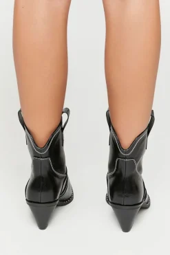 Faux Leather Cowboy Ankle Boots