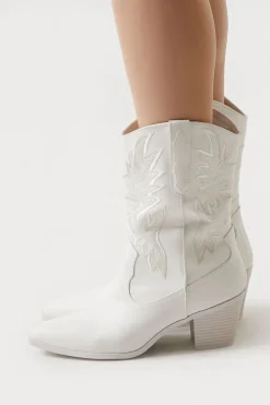 Faux Leather Cowboy Ankle Boots