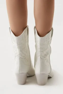 Faux Leather Cowboy Ankle Boots