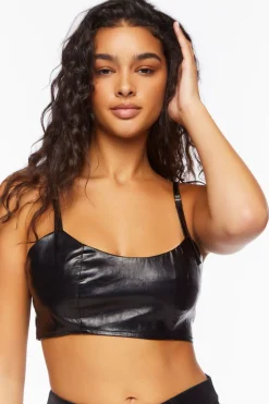Faux Leather Cropped Cami