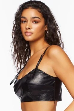 Faux Leather Cropped Cami