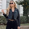 Faux Leather Cropped Moto Jacket