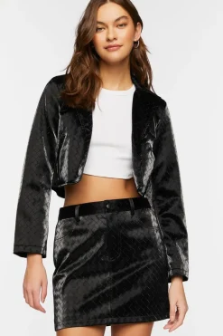 Faux Leather Crosshatch Mini Skirt