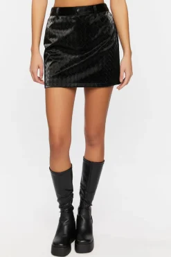 Faux Leather Crosshatch Mini Skirt