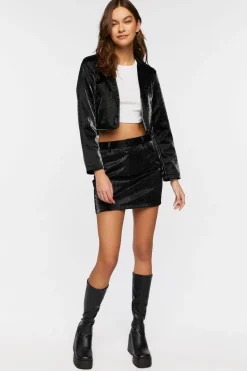Faux Leather Crosshatch Mini Skirt
