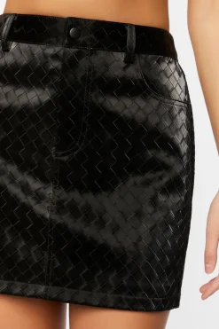 Faux Leather Crosshatch Mini Skirt