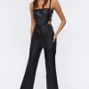 Faux Leather Cutout Jumpsuit