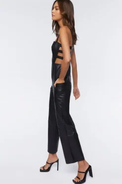 Faux Leather Cutout Jumpsuit