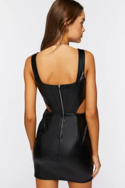 Faux Leather Cutout Mini Dress