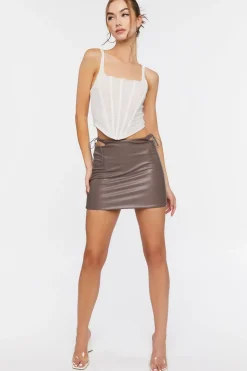 Faux Leather Cutout Mini Skirt