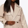 Faux Leather Double-Breasted Jacket