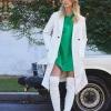 Faux Leather Double-Breasted Coat