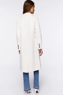 Faux Leather Double-Breasted Coat