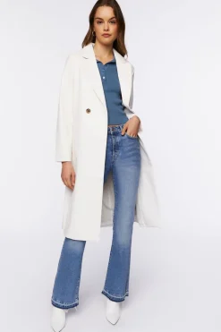 Faux Leather Double-Breasted Coat