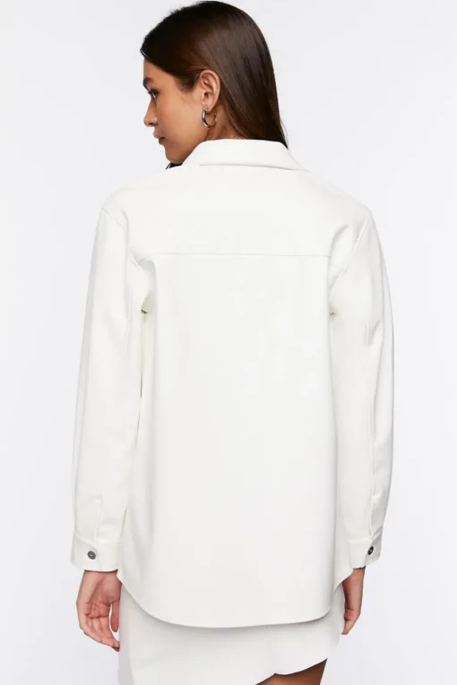 Faux Leather Drop-Sleeve Jacket