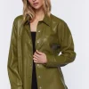 Faux Leather Drop-Sleeve Shacket