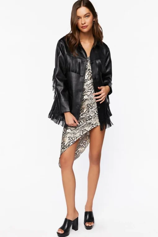 Faux Leather Fringe Jacket