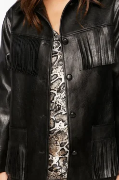 Faux Leather Fringe Jacket