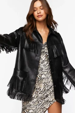 Faux Leather Fringe Jacket