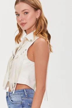 Faux Leather Fringe Moto Vest