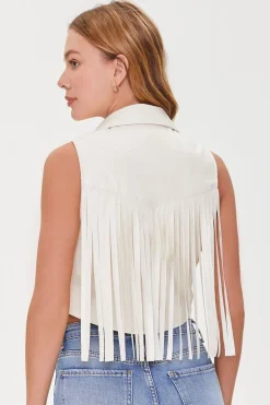 Faux Leather Fringe Moto Vest