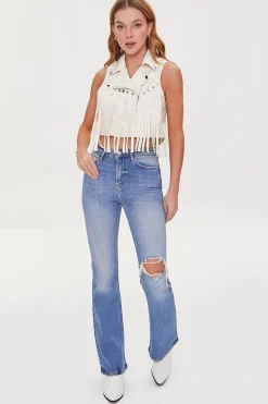 Faux Leather Fringe Moto Vest