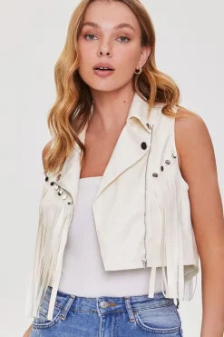 Faux Leather Fringe Moto Vest
