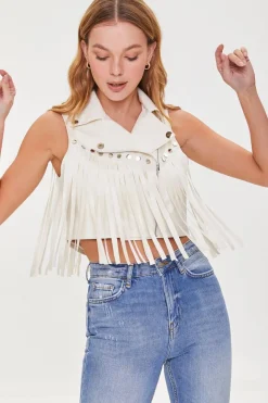Faux Leather Fringe Moto Vest