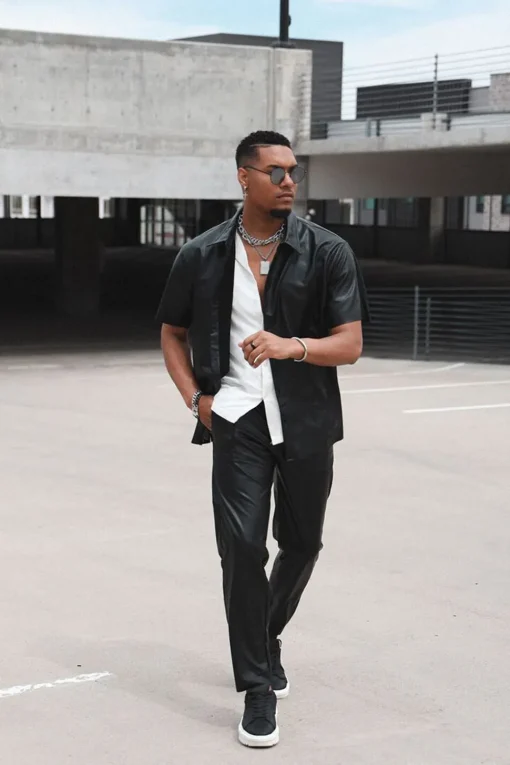 Faux Leather Joggers