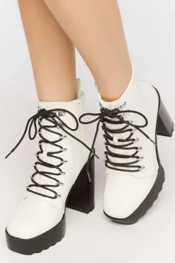 Faux Leather Lace-Up Booties